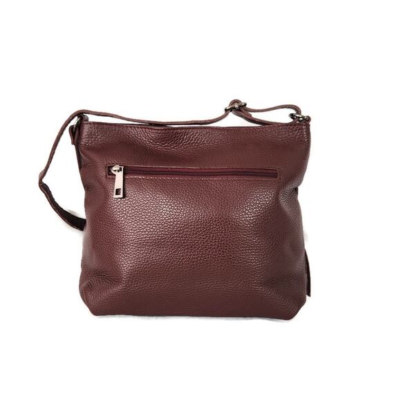 Lavorazione Artigianale Women's Burgundy Pebbled Leather Crossbody Bag - Picture 2 of 5